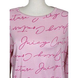 Juicy Couture Logo Top Womens L Long Sleeved Sleepwear Shirt Cursive Pink Y2K